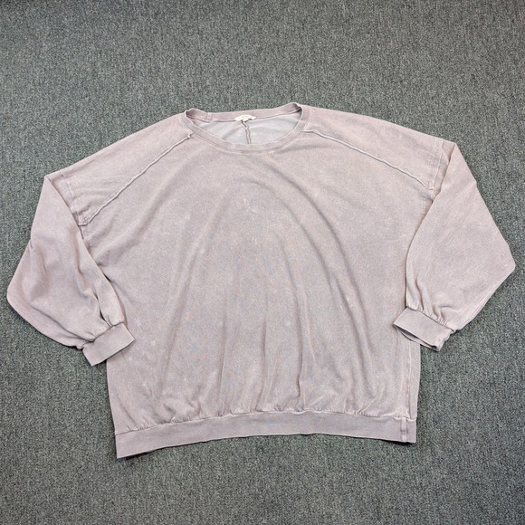 Easel Boho Mineral Wash Oversized Sweatshirt L Purple Exposed Seams Relaxed Fit — photo 2